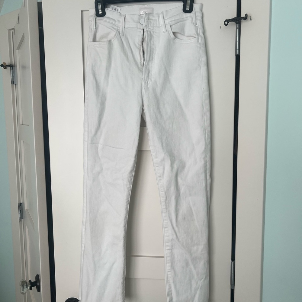 MOTHER Women's Straight Leg White Jeans